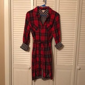 Merona Red Plaid Shirt Dress